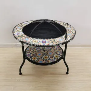 Outdoor Metal Brazier Square Table Firepit Garden Patio Heater/BBQ/Ice Pit With Waterproof Cover (Fire Pit & Grill) thumbnail-2