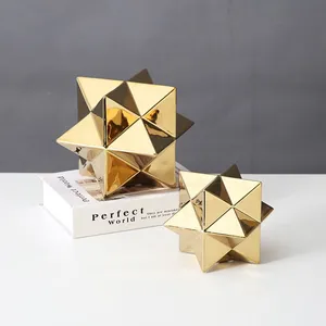 Irregularity Nordic Style Geometrical Gold Black White Five-Pointed Star Ceramic Art Decor thumbnail-2
