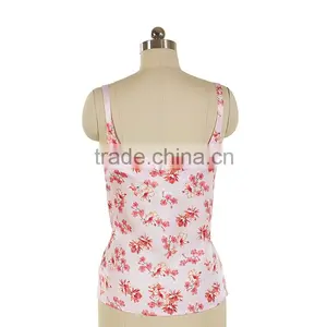 100% Poly Woven Ladies Print Camisole With Lace thumbnail-2