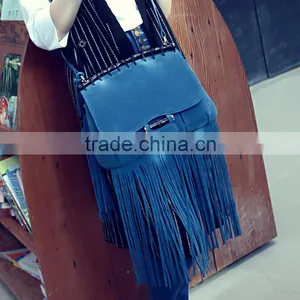 C88892A Wholesale Women High Quality Suede Fringe Shoulder Bag Tassels Chain Bags thumbnail-1