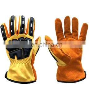 Cowhide Leather Outdoor Work Gloves Anti-vibration Full Finger Impact Protection Safety Work Gloves thumbnail-1