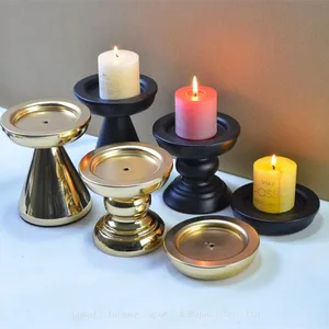 Wholesale Black Column Candle Holder Metal Candlestick Matte Black Candle Holder Home Decorations thumbnail-3