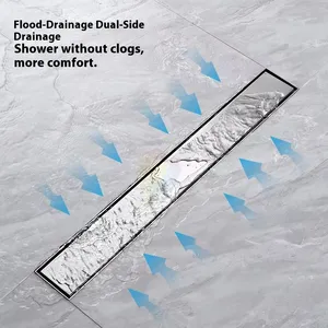 8cm Wide 304 Stainless Steel Invisible Linear Hidden Floor Drain Modern Design for Bathroom Shower Toilet Room Deodorant Use thumbnail-5