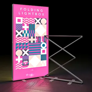 New Design Foldable Folding Advertising Fabric LED Exhibition Double Side Sign Display Tradeshow Displays thumbnail-2