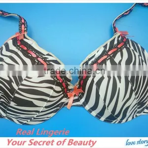 Fashion Plus Size Bra Set, Sexy Zebra Printed Microfiber thumbnail-3