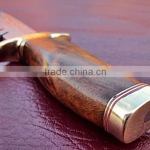 Bowie Hunting Custom Handmade Stainless Steel 15 Inch Hunting Knife Solid Walnut Wood Handle and Brass Thumb Guard / Clip thumbnail-5