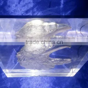3D Laser Carving Eagle's Heart Acrylic Art Block Display Animal Style Thick Paperweight thumbnail-3