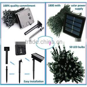 Fullbell Decorative LED Solar Power String Twinkle Light 22.97ft 50 LED Light Sting 8 Flash Modes for Garden Patio Colorful thumbnail-1