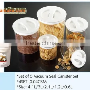 2015 New Hot Selling Set of 5 Vacuum Seal Canister Set BPA Free FDA Approved Round Food Container thumbnail-1