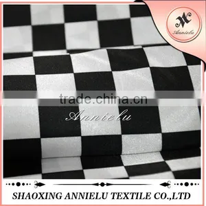 Hiah Quality Black and White Chequer Printed Satin Fabric thumbnail-1