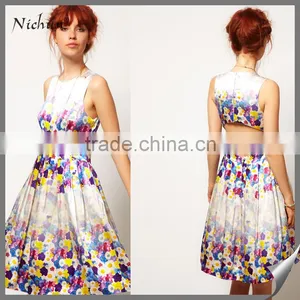 Designer Floral Printed Back Cut Ball Gown Dresses thumbnail-1