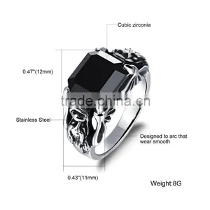 Costume Jewellry Wholesale Skull Engagement Ring for Women With Black Stone thumbnail-6