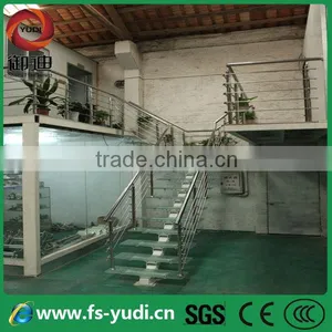 Tempered Glass Single Stringer L Shape Stairs, Foshan Staircase --YUDI thumbnail-5