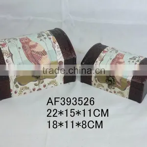 Wood Fabric Owl Grasslands Gift Jeweled Box thumbnail-1