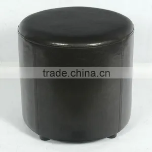 Faux Leather Round Storage Ottoman thumbnail-1