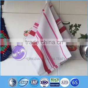 100% Cotton Plain White Red Stripe Printed Kitchen Tea Towel thumbnail-1
