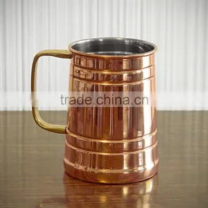 Pure Copper Tapered Hammered Beer Mugs, Moscow Mule Hammered Copper Mug , Solid Copper Mugs for Vodka thumbnail-1