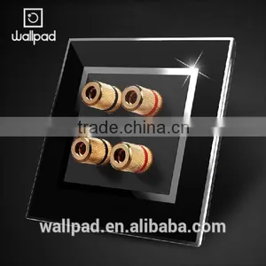 2015 Factory Supplier Wallpad Black Waterproof Acrylic Glass 110~250V EU 4 Pole Audio Wall Socket Jack thumbnail-5