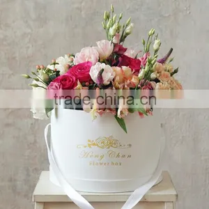 Custom Cylinder Gold Stamping Logo Round Flower Box (ZJ-60056-6) Quality Choice thumbnail-1