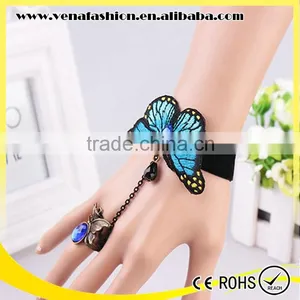 Low Moq Crystal Butterfly Bracelet, Gothic Hand Ring Bracelet thumbnail-5