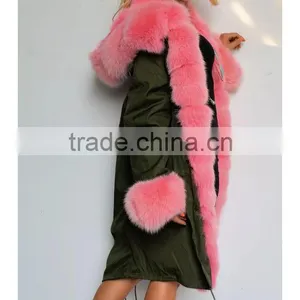 Parka Jacket With Fox Fur Hood Collar and Faux Fur Lining thumbnail-2