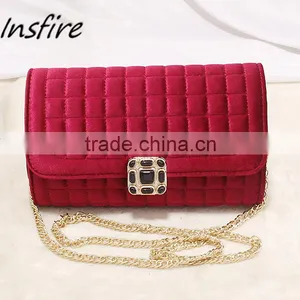 Online Shopping Luxury Newest Designer Custom Black Velvet Sling Shoulder Bags With Metal Chain thumbnail-3