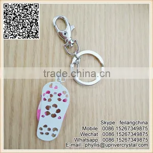 Factory Sale Key Jewelry New Style Pink White Flip Flop Keychain thumbnail-3