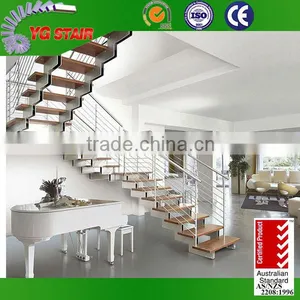 Steel Railing Wood Step Stairs thumbnail-1