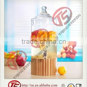 Glass Beverage Dispenser With Wooden Stand thumbnail-1