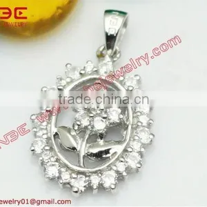 925 Sterling Silver Designer Jewelry Flower Pendant thumbnail-1