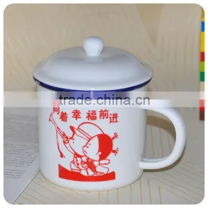 Hot Selling White Logo Printing Enamel Camping Mug thumbnail-1