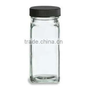 Wide Mouth French Square Beverage Glass Bottle With Black Lid thumbnail-2