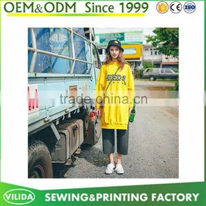 Factory in China OEM Custom Autumn Women Fashion 100% Cotton Long Hoodies Dress thumbnail-2