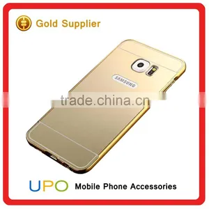 [UPO] Luxury 24K Gold Metal Aluminum Bumper Ultra-thin Back Mirror Back Cover Case for Samsung Galaxy s6 Edge Mirror Case thumbnail-2