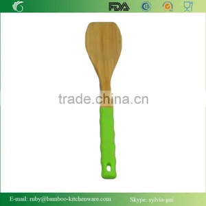 3 Piece Color Silicon Handle Bamboo Wood Kitchen Utensil Food Turner Set thumbnail-3