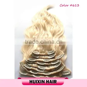 Blonde Cambodian Human Hair Wavy Clip In Hair Extension thumbnail-5