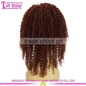 Kinky Curly Color 30 7a Unprocessed Brazilian Human Hair Lace Front Wigs For Black Women thumbnail-2