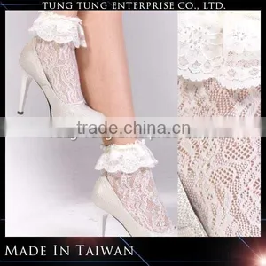 Kintting Cosmos Pattern Lady Ruffle Lace Ankle Socks thumbnail-4