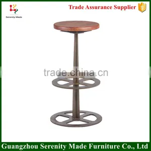 Casino Metal Bar Stool High Chair With Wooden Seat thumbnail-1