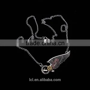 2015 Yiwu Fashion Jewelry Hot Sale New Design Steampunk Necklace Gear Steam Angel Wing Necklace Statement Necklace thumbnail-4