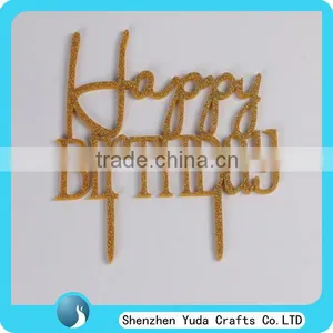 Happy Birthday Silhouette Mirror Gold Acrylic Cake Topper thumbnail-1