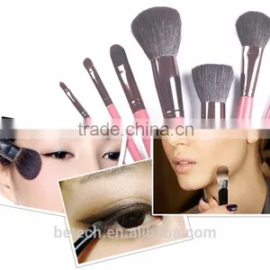 8 Pcs Wood Handle Makeup Brush Set Pink Pink Beauty thumbnail-3