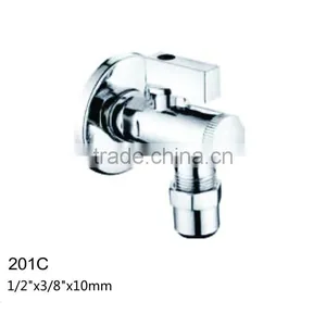 1/2"X3/8"X10MM Wall Mounted Classic Chromed Brass Angle Valve With Long Nut thumbnail-1