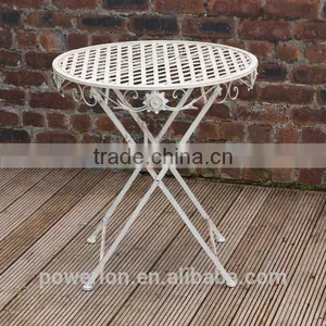Wrought Iron Patio Table Antique Cream Great Garden Furniture thumbnail-1
