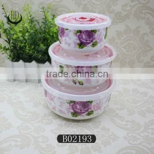 Ceramic Fresh Seal Bowl Microwave Safe Bowl,3pcs Porcelain Preservation Bowl thumbnail-1
