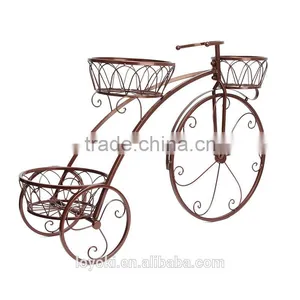 Garden Cart Vintage Parisian Style Tricycle 3 Tier Metal Planter Display Stand / Flower Pot Holder Iron Flower Pot Stand thumbnail-2
