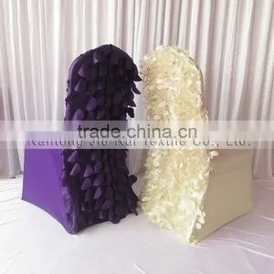 2016 New Design 3D Ruffled Wafer & Leaf Shape Taffeta Back Stretchy Lycra Chair Cover 100PCS For Sale thumbnail-1