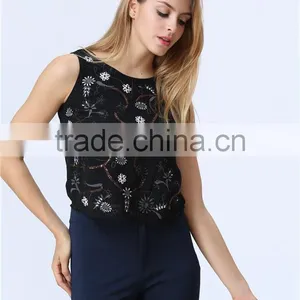 New Design Factory Price Accept Small/Min/Loe Order Quantity Ebroideried Embellishment Beaded Women Top Women Blouse thumbnail-3