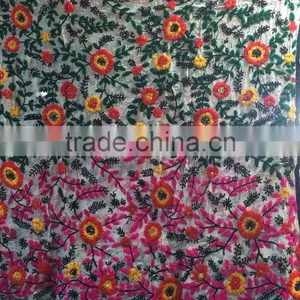 PHULKARI GEORGETTE DUPATTA SHAWL Fabric , Hand Embroidery 2.2 Metre Long thumbnail-1