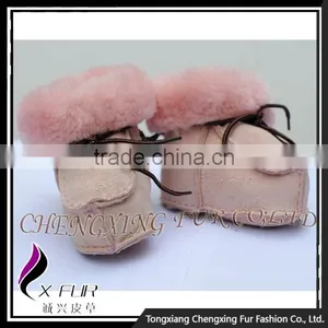 CX-SHOES-05B Genuine Sheared Sheep Skin Casual Baby Leather Shoes thumbnail-5